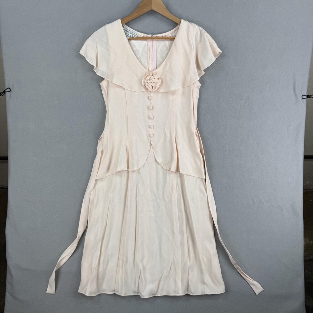 Vintage Jessica McClintock Formal Dress Womens 6 Pink Satin Midi Fit Flare